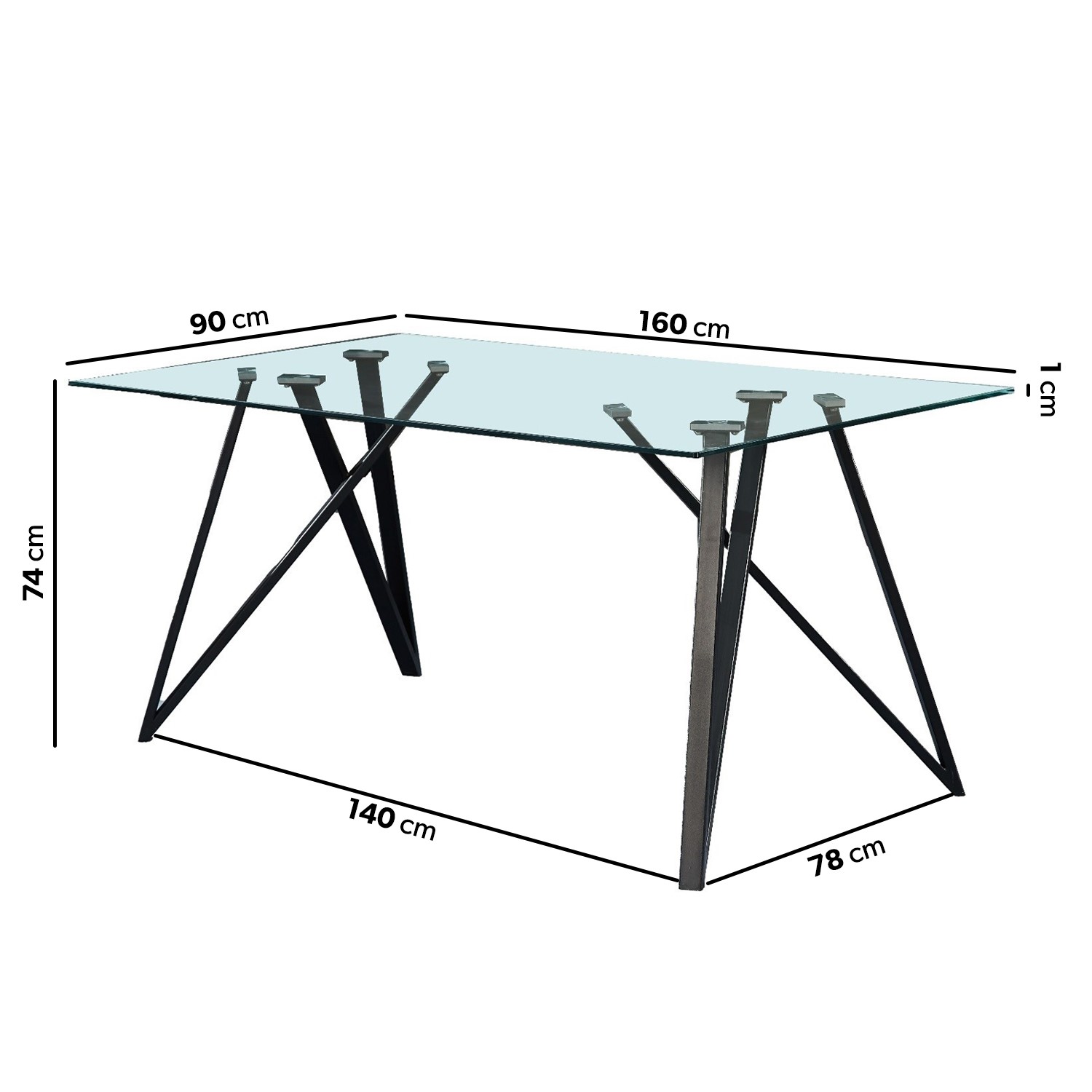 Read more about Glass top dining table with black metal legs seats 6 dax